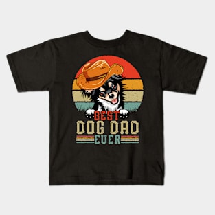 Vintage Best Dog Dad Ever Retro Headband Funny Father's Day Kids T-Shirt